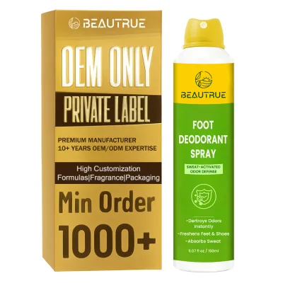 Private Label Foot Odor Probiotic Spray Eliminates Severe Smell Restores Skin Microbiome Antibacterial Deodorizing Hygiene