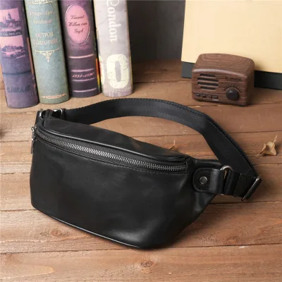 Vintage Brown Crazy Horse Genuine Leather Waist Packs for Men Sport Chest Bag Retro Luxury Design Shoulder Bag Purse Luxury