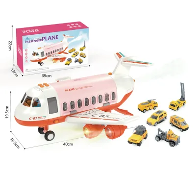 Transport Cargo Airplane Toy with Construction Cars Included Large Play Mat Kids Plan Toys