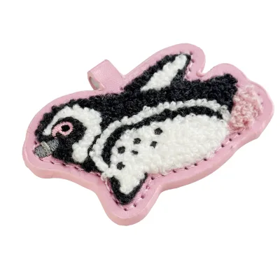 Handmade Leather Chenille Keychain with Woven Braided Rope Factory Custom Embroidery Colors Logo Brand Accessories for Car Keys