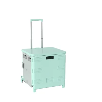 Foldable Shopping Cart Plastic Folding Shopping Cart with Adjustable Handle for Sale Market Shopping Trolley