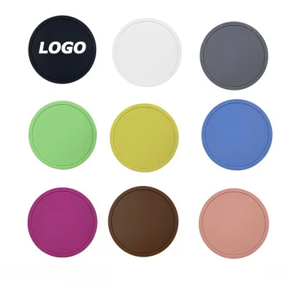 Custom Logo Silicone Heat Resistant Cup Coaster, Waterproof Non Slip Round Mug Mat for Home Dining