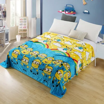 FY Custom Cartoon Pattern Printed Soft Warm 100% Polyester Textile Jacquard Bed Sheet Woven Style Blanket Pet Children