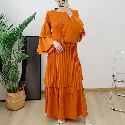Arab Middle Eastern Women's Dress Designer New Exquisite Pleated Long Dresses Plus Size Women's Clothing Casual Elegant Dress