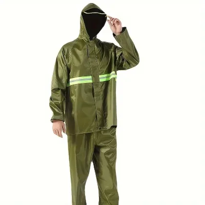Rain Coat Polyester PVC Coated with Waterproof Man Woman Rain Suit Outdoor Hiking Polyester Jacket and Pants Waterproof Raincoat