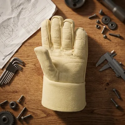 500C Heat Resistant Kelvar Gloves 36CM Long 5MM Thick for Handling Hot Aluminum Extrusion Profiles
