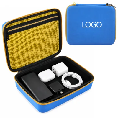 Wholesale Black Waterproof Portable EVA Cases Zipped Closures Data Cable Charging Heads Compartmentalized Internal Protection