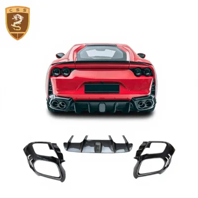 MSY Style Prepreg Dry Carbon Fiber Rear Diffuser Lip for Ferrari 812 Superfast Twill Rear Splitter