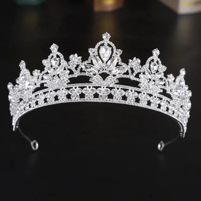 Handmade Colorful Silver Plated Crystal Hair Crown Women's Alloy Tiara Accessory Engagement Prom Anniversary Wedding Princess