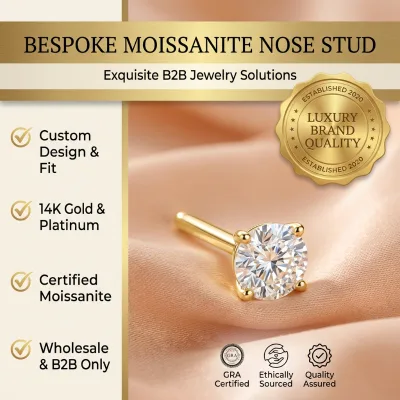 Customized S925 Silver Moissanite Nose Stud Personalized Piercing Jewelry Stable Plating High Quality Manufacturing Brand
