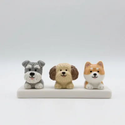 Dog Designed Ceramic Paperweight Set - Schnauzer, Poodle & Shiba Inu Designs | Cute Desk Decor for Pet Lovers Personalized