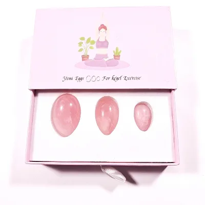 HZ Gemstones Factory Hot Sale Jade Yoni Eggs Stick 3 Pcs Drilled Natural Quartz Crystal Jade Eggs Massage Stone for New Sale
