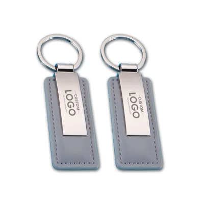 Personalized Design Engrave Name Letter Business Gift Blank Key Chain Car Brand Logo Metal Pu Custom Logo Black Leather Keychain