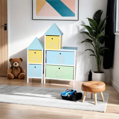 Foldable Dresser Storage Box for Cloths Wardrobe Kids Minimalist Wooden Toys Cabinet Wooden Shelves Wood