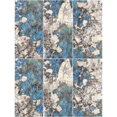 Large Tiles Building Material Ceramic Tiles Large Size Blue Onyx Wall Bookmatch Porcelain Slab Design