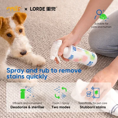 Brand Collaboration Hot Sale Foam Spray Two Modes Specifcally for Pet Care Stubborn Stains Pet Stain Remover Spray