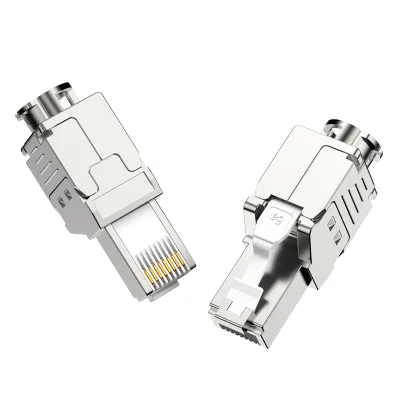 Toolless Shielded Cat.5e Cat6 Cat6a Cat7 Field Termination Plug Connection STP Modular Plug RJ45 Connector