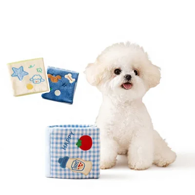 Plush Dog Toy Food-Dispensing Snuffle Book with Freeze-Dried Treats for Pet Puppy Enrichment Puzzle and Mental Stimulation