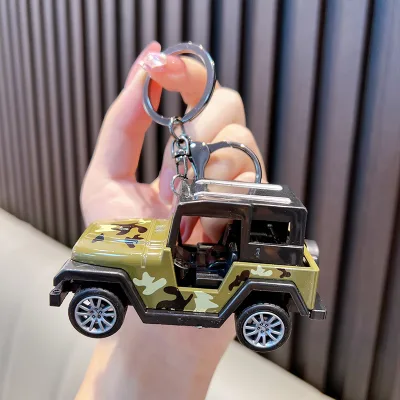 Jeep Power Bike Model Keychain Creative Compass Rubber Alloy Pendant for Motorcycle Bag Durable Combination Keychain