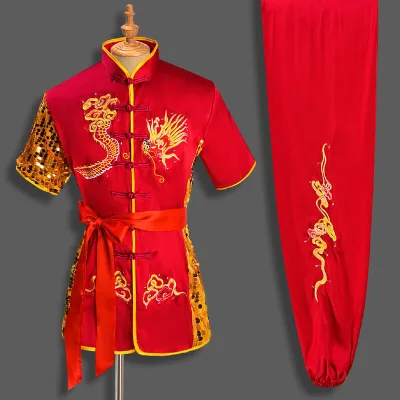 Embroidered Cotton Wushu Kungfu Competition Uniform XS Size Performance Suits for Martial Arts and Sportswear