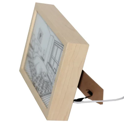 Factory Supply Customized 3D LED Night Table Lamp Light MDF Picture Frame Photo Frame