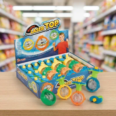 Funny Kids Play Set Plastic Toy Spinning Top with Light and Music