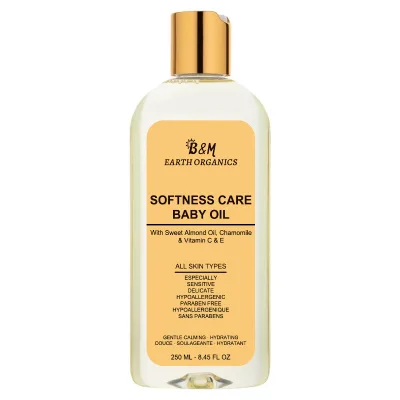 Softness Care Baby Oil with Sweet Almond Chamomile Vitamins C E Hypoallergenic Paraben Free Ideal for All Skin Types Formulated