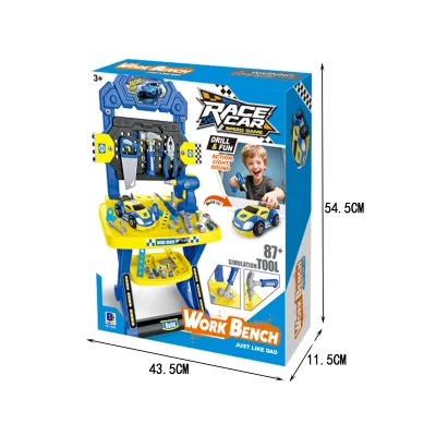 Kid Tool Set With Electric Drill,87 Pcs Realistic Toy Tools with Car,Mechanic Tool Table Toy Set for Boys Birthday Gift Age3+