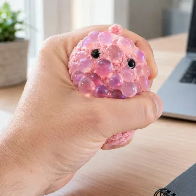 Crochet Stress Ball Infused with Coconut Oil Soft Pink Sensory Toy for Emotional Support & Relaxation