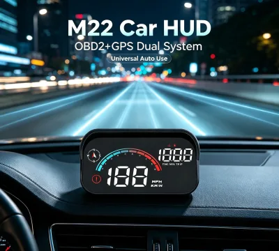 M22 Car HUD with OBD2+GPS Dual System Auto Speedometer Vehicle Security Alarm & Diagnostic Tool for Universal Auto Use