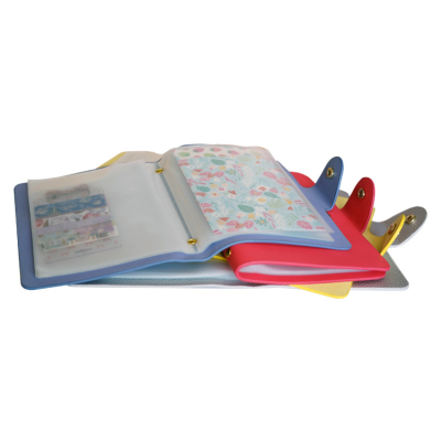 PU Leather Binder Cover Collector Album with Pages Button Closure Photo Album for Organizing Collection