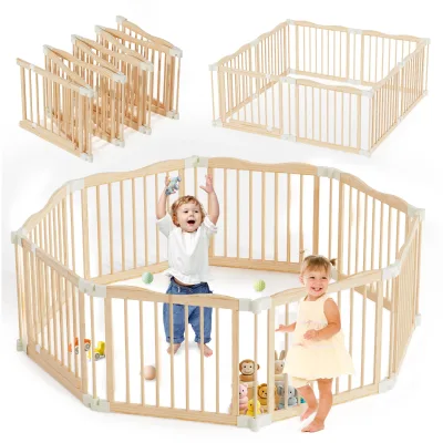 Large Foldable Children Baby Playpen Wooden Kids' Toddler Playpens Corral Para Bebe for Baby and Toddlers