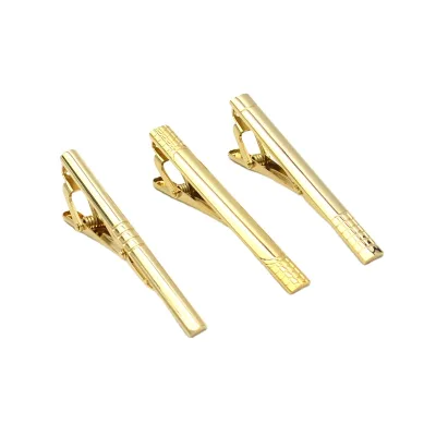 Custom Gold Brass Tie Clips Bar Set with Gift Box for Men's Engagement Business Wedding Party or Anniversary Occasions
