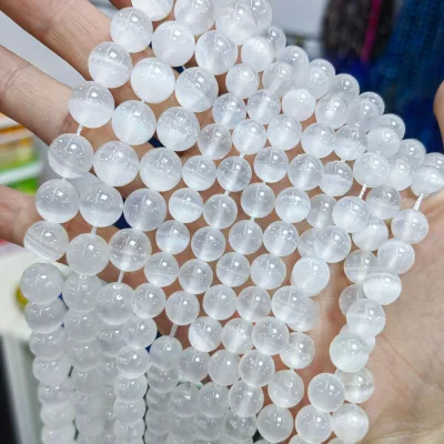 Natural Gypsum Stone Cat's Eye Effect Multi-color Scattered Round Beads Semi-finished Products DIY Beads Jewelry Accessories