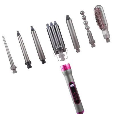 7 in 1 Curl Wand Curling Set Fast Heating Interchangeable Curling Iron Private Label Hair Curlers with LCD Display