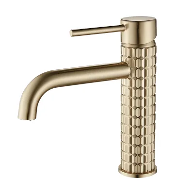 Contemporary Art Basin Faucet Deck Mounted Single Hole Single Handle Metered Faucets Hot Cold Water Ceramic Valve Vintage