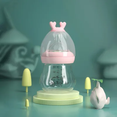 120ml OEM Price BPA Free Animal Pattern Baby Feeding Bottle Food Grade Glass Breast Milk Bottle 0-12 Months