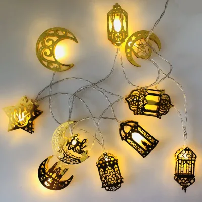 1.65m Led String Lights Eid Decorations Mubarak Ramadan Moon Star Lantern Lamp for Home Outdoor Decorations