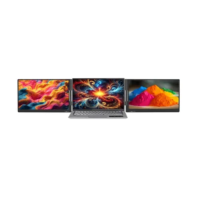 14" Dual Portable Monitor for Trading Desks - 1920x1080 Aluminum Frame with VESA Mount Holes