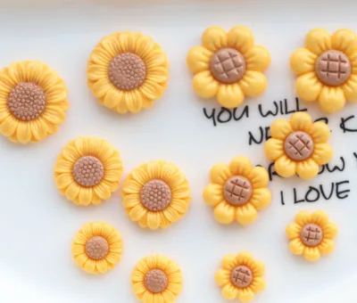 DIY pink Rose Red White Sunflower Cartoon Large Small Resin Flatback  Flower Cabochons