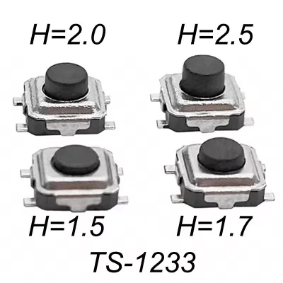 Super Tiny Tactile Push Button Switch Phone Button SMD Micro Momentary Switch 3X3X1.5/1.7/2/2.5mm PCB mounting Black