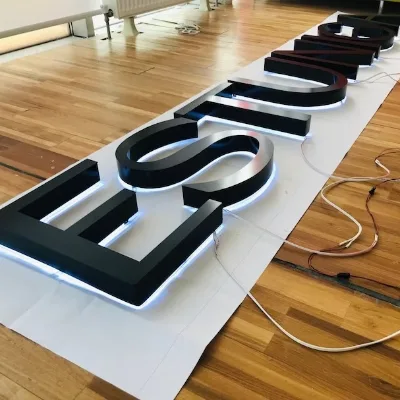 Outdoor Waterproof 3D Luminous Stainless Steel Door Sign LED Backlit House Number Metal Letter Signs Acrylic Illuminated Office