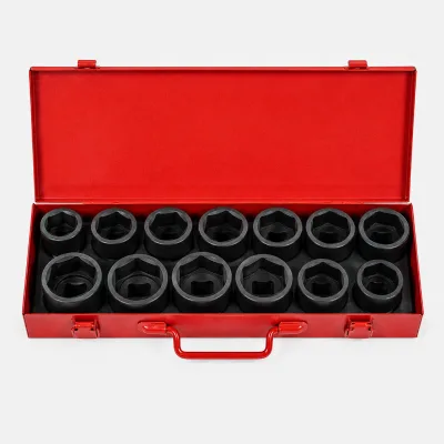 13PC 3/4 Inch Drive 6 Point Impact Socket Set Metric SAE Cr-Mo Heavy Duty for Truck Automotive Repair