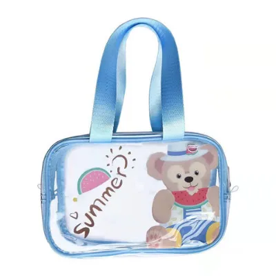 Pvc cosmetic bag,transparent handle, carton design