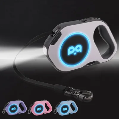 Luxury 5m Nylon Retractable Dog Leash for Large Dogs Classic Fashion Style with Light-Up Best Lead & Printed Ribbon Decoration