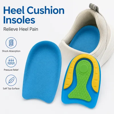Heel Cushion Insoles Shock Absorbing Pads Breathable Pain Relief Eco-Friendly for Women Deep Heel Cup Support Running Work Shoes