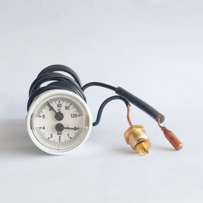 Adjustable Thermometer Copper Tube Water Temperature Pressure Gauge Wall Mounted Boiler Pressure Gauge 40mm