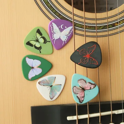 Wholesale New Trends Butterfly Pattern Guitar Plectrums Cellulose Logo Custom Guitar Pick String Instrument Accessories