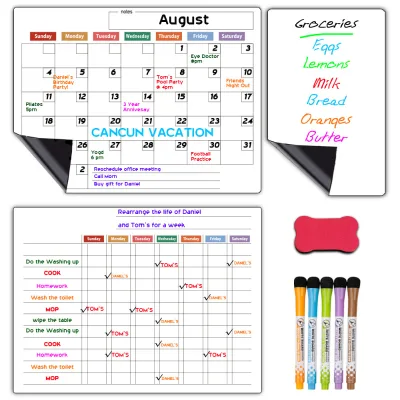 Kids Reward Stickers Magnetic Reward Chart Wall Stickers for Child Calendar Fridge Magnets Dry Erase Board Home Weekly Planner