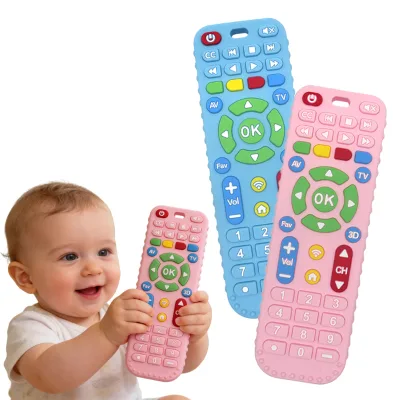 Cross Border Hot Selling Baby Remote Control Silicone Gum Food Grade 6-month Press Toy Bite Fun